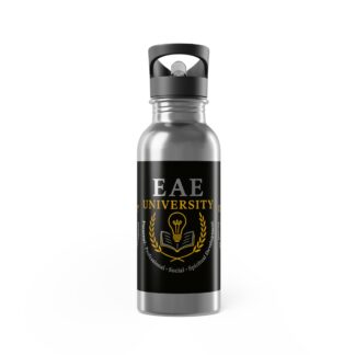 EAE University Stainless Steel Water Bottle — 20oz Straw Bottle with Crest