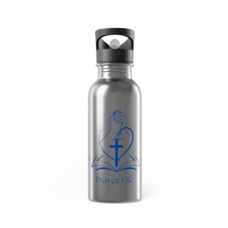 20oz Stainless Steel Water Bottle with Straw — Blue Cross & Heart Faith Design